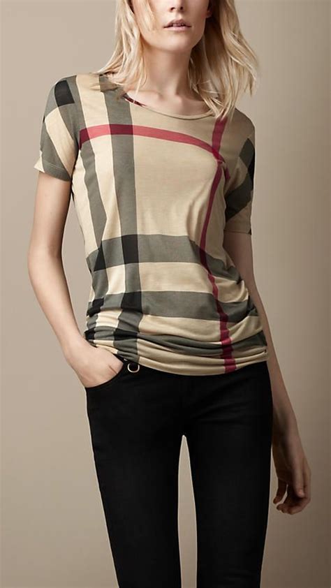 womens burberry t shirts|burberry plaid shirt women's.